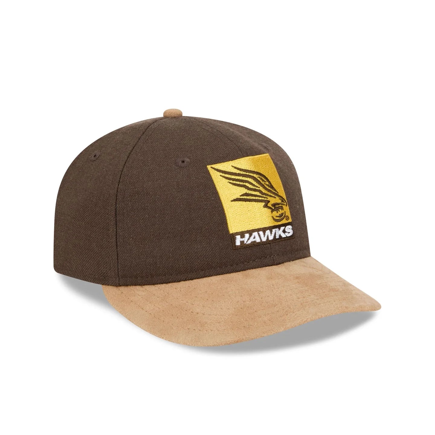 Hawthorn Hawks Hat - AFL 2025 Retro Contrast Suede 9Fifity Strapback Cap - New Era